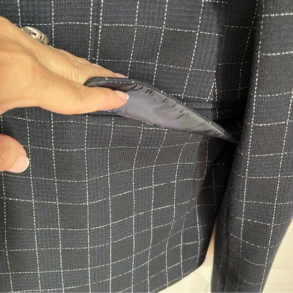 ZARA WINDOWPANE NAVY BLAZER - Picture 6 of 13